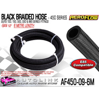 AEROFLOW BLACK BRAIDED LIGHT WEIGHT HOSE -9AN 1/2" 450 SERIES ( 6 METRE LENGTH )