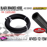 AEROFLOW BLACK BRAIDED LIGHT WEIGHT HOSE -12AN 450 SERIES ( 15 METRE LENGTH )