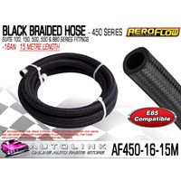 AEROFLOW BLACK BRAIDED LIGHT WEIGHT HOSE -16AN 450 SERIES ( 15 METRE LENGTH )