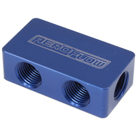 AEROFLOW AF456-02-04 BLUE COMPACT OIL FUEL DISTRIBUTION BLOCK 2 IN 4 OUT 1/8" 