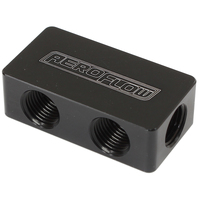 AEROFLOW AF456-02-04BLK BLACK COMPACT OIL FUEL DISTRIBUTION BLOCK 2 IN 4 OUT 1/8