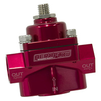 AEROFLOW AF49-3000R BILLET 2 PORT RED FUEL PRESSURE REGULATOR 4.5 TO 9psi