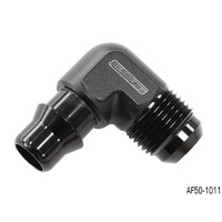 AEROFLOW AF50-1011 BLACK 90° TO -10AN CLIP ON MALE WATER FITTING FOR GM LSA V8