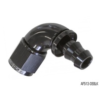 AEROFLOW BLACK FULL FLOW TIGHT RADIUS PUSH LOCK 90° HOSE END -6AN AF513-06BLK