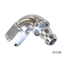 AEROFLOW SILVER FULL FLOW TIGHT RADIUS PUSH LOCK 90° HOSE END -6AN AF513-06S 