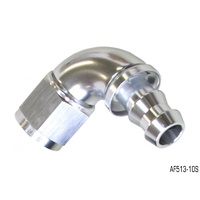 AEROFLOW SILVER FULL FLOW TIGHT RADIUS PUSH LOCK 90° HOSE END -10AN AF513-10S