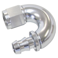 AEROFLOW AF516-06S PUSH LOCK SILVER 180° FULL FLOW HOSE END -6AN - 400 SERIES HOSE