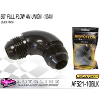 AEROFLOW 90° FULL FLOW AN UNION -10AN BLACK FINISH AF521-10BLK