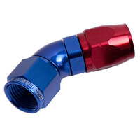 AEROFLOW AF552-04 RED/BLUE ONE PIECE FULL FLOW SWIVEL 45° HOSE END -4AN