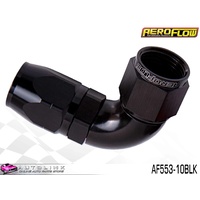 AEROFLOW BLACK ONE PIECE CUTTER FULL FLOW SWIVEL 90° HOSE END -10AN AF553-10BLK