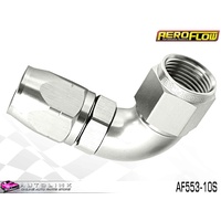 AEROFLOW SILVER ONE PIECE CUTTER FULL FLOW SWIVEL 90° HOSE END -10AN AF553-10S