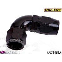 AEROFLOW BLACK ONE PIECE CUTTER FULL FLOW SWIVEL 90° HOSE END -12AN AF553-12BLK
