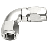 AEROFLOW AF553-16S SILVER ONE PIECE CUTTER FULL FLOW SWIVEL 90° HOSE END -16AN 