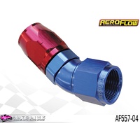 AEROFLOW RED/BLUE ONE PIECE FULL FLOW SWIVEL 30° HOSE END -04AN AF557-04