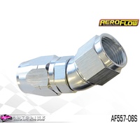 AEROFLOW SILVER ONE PIECE FULL FLOW SWIVEL 30° HOSE END -06AN AF557-06S