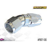 AEROFLOW SILVER ONE PIECE FULL FLOW SWIVEL 30° HOSE END -10AN AF557-10S