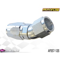 AEROFLOW SILVER ONE PIECE FULL FLOW SWIVEL 30° HOSE END -12AN AF557-12S