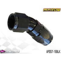 AEROFLOW BLACK ONE PIECE FULL FLOW SWIVEL 30° HOSE END -16AN AF557-16BLK