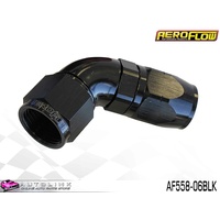 AEROFLOW BLACK ONE PIECE FULL FLOW SWIVEL 60° HOSE END -6AN AF558-06BLK