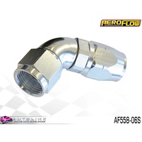AEROFLOW SILVER ONE PIECE CUTTER FULL FLOW SWIVEL 60° HOSE END -6AN AF558-06S