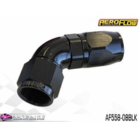AEROFLOW BLACK ONE PIECE CUTTER FULL FLOW SWIVEL 60° HOSE END -8AN AF558-08BLK