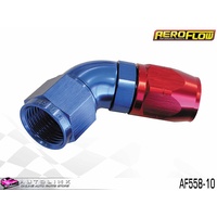 AEROFLOW RED/BLUE ONE PIECE CUTTER FULL FLOW SWIVEL 60° HOSE END -10AN AF558-10 