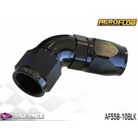 AEROFLOW BLACK ONE PIECE CUTTER FULL FLOW SWIVEL 60° HOSE END -10AN AF558-10BLK