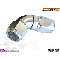 AEROFLOW SILVER ONE PIECE CUTTER FULL FLOW SWIVEL 60° HOSE END -10AN AF558-10S 