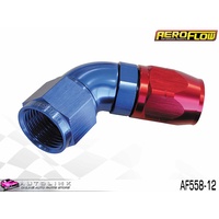 AEROFLOW RED/BLUE ONE CUTTER PIECE FULL FLOW SWIVEL 60° HOSE END -12AN AF558-12