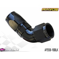 AEROFLOW BLACK ONE PIECE CUTTER FULL FLOW SWIVEL 60° HOSE END -16AN AF558-16BLK
