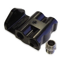 Aeroflow AF64-2061 Billet Remote Oil Filter Head -8 ORB Side Entry Black 3/4"-16