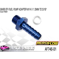 AEROFLOW BARB EFI FUEL PUMP ADAPTER M14 x 1.5mm TO 5/16" BLUE FINISH AF746-01