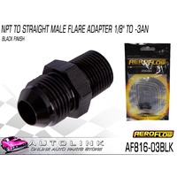 AEROFLOW NPT TO STRAIGHT MALE FLARE ADAPTER 1/8" TO -3AN BLACK AF816-03BLK
