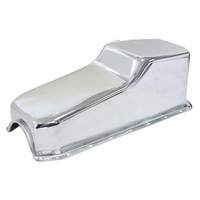 AEROFLOW AF82-9005C OIL PAN - CHROME FINISH SMALL BLOCK CHEV V8 LH DIPSTICK