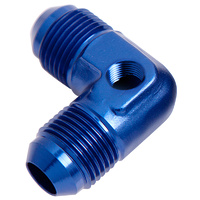 AEROFLOW AF821-08P 90° MALE FLARE UNION -8AN WITH 1/8" PORT BLUE FINISH