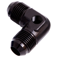 AEROFLOW AF821-08PBLK 90° MALE FLARE UNION -8AN WITH 1/8" PORT BLACK FINISH