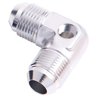 AEROFLOW AF821-08PS 90° MALE FLARE UNION -8AN WITH 1/8" PORT SILVER FINISH