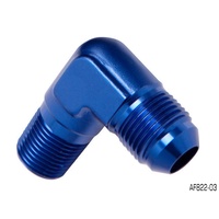 AEROFLOW BLUE MALE FLARE 90° ADAPTER 1/8 NPT TO -3AN AF822-063