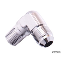 AEROFLOW SILVER MALE FLARE 90° ADAPTER 1/8 NPT TO -3AN AF822-03S
