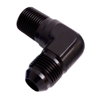 AEROFLOW MALE FLARE 90° ADAPTER 1/8 NPT TO -4AN BLACK AF822-04BLK
