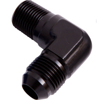 AEROFLOW MALE FLARE 90° ADAPTER 3/8" NPT TO -8AN BLACK AF822-08BLK
