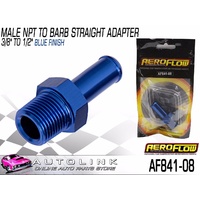 AEROFLOW MALE NPT TO BARB STRAIGHT ADAPTER 3/8" TO 1/2" - BLUE FINISH AF841-08