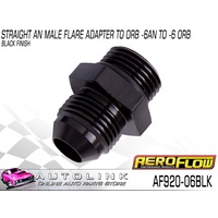AEROFLOW STRAIGHT AN MALE FLARE ADAPTER -6AN TO -6 ORB BLACK AF920-06BLK
