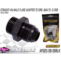 AEROFLOW STRAIGHT AN MALE FLARE ADAPTER TO ORB -8AN TO -6 ORB AF920-08-06BLK