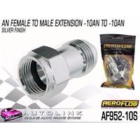 AEROFLOW AN FEMALE TO MALE EXTENSION -10AN TO -10AN SILVER FINISH AF952-10S