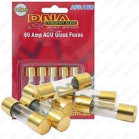 DNA AGU Glass Gold Fuses 60 Amp 5 Pack - High Quality Gold Plated AFA160