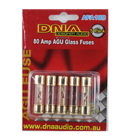 DNA AFA180 AGU Glass Gold Fuses 80 Amp 5 Pack - High Quality Gold Plated