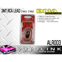 DNA 3 METRE RCA AUDIO LEAD - 2 MALE RCA TO 2 MALE RCA GOLD PLATED CONNECTORS