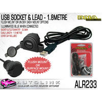 DNA ALR233 USB SOCKET TO USB PLUG FLUSH MOUNT OR BRACKET FITTING OPTIONS 1.8m