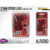 DNA 3.5 TO 3.5MM STEREO PLUG WITH SLIMLINE GOLD PLATED PLUGS, RED CABLE 60CM